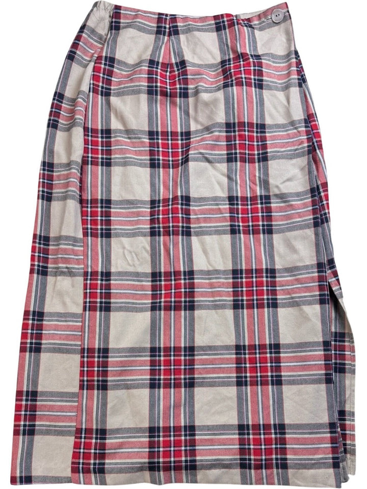 Plaid Button-Up Long Skirt