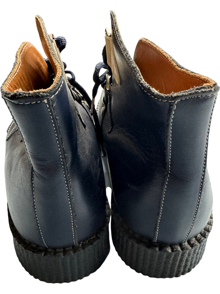 Underground Creeper Boots Blue Beige Leather - 11