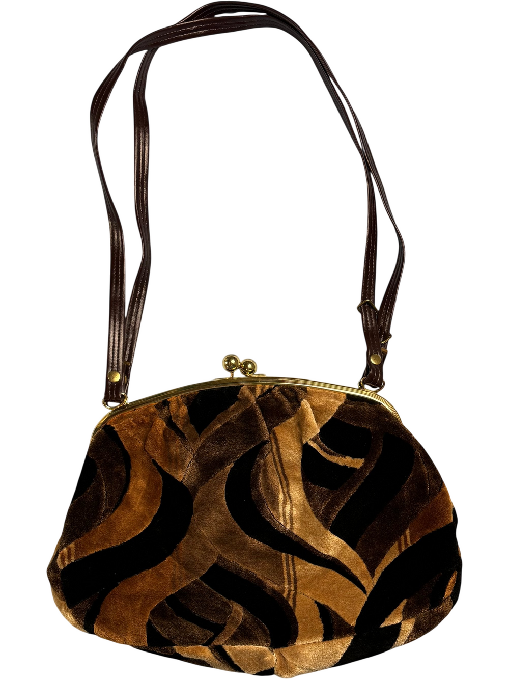 Retro Brown Velvet Shoulder Bag - Think Vintage