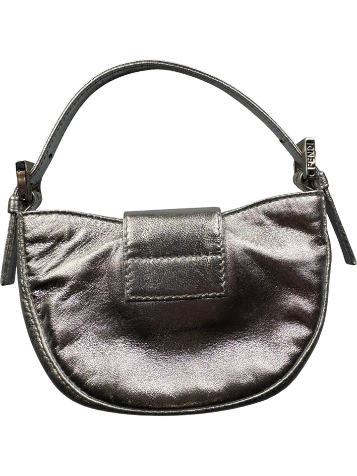 Fendi Metallic Silver Clutch Bag