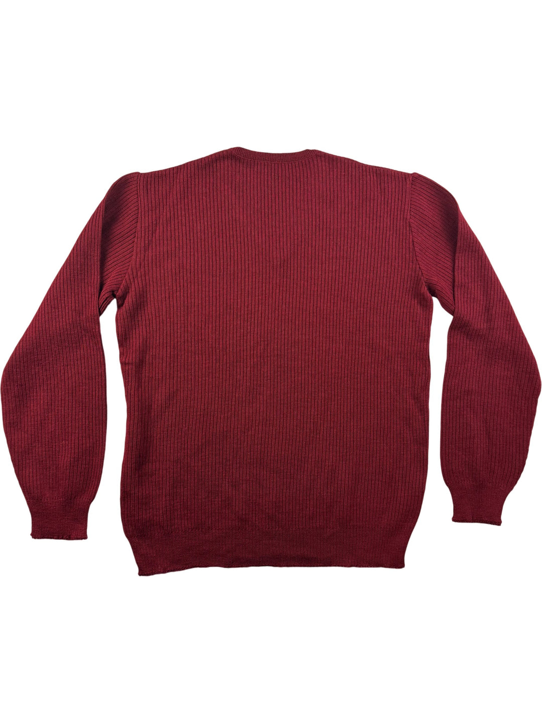 1970s Burgundy V-Neck Sweater - L