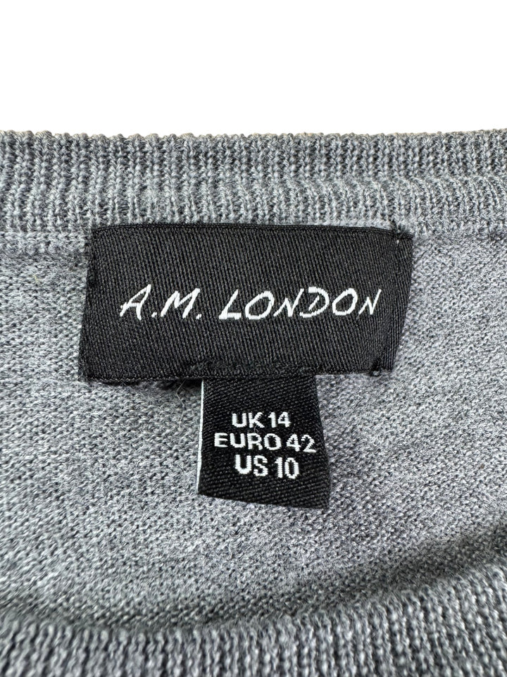 A.M. London Merino Wool Embellished Jumper - M - Think Vintage ltd