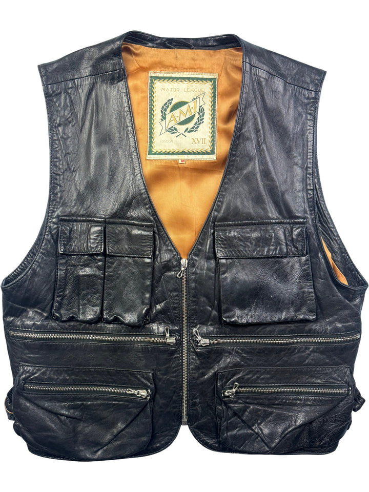 AMI Major League Leather Waistcoat - M - Think Vintage Online Ltd
