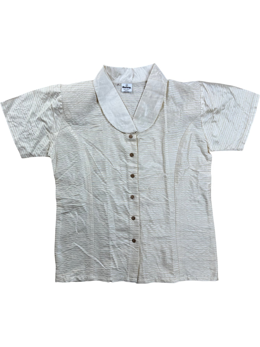 Aarong Short Sleeved Silk Blouse - M - Think Vintage ltd