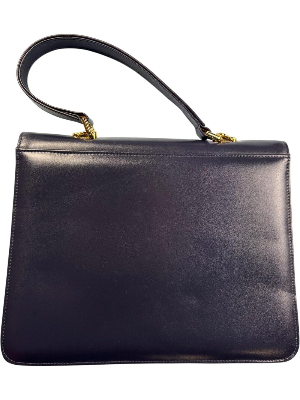 Ackery Navy Leather Handbag - Think Vintage ltd