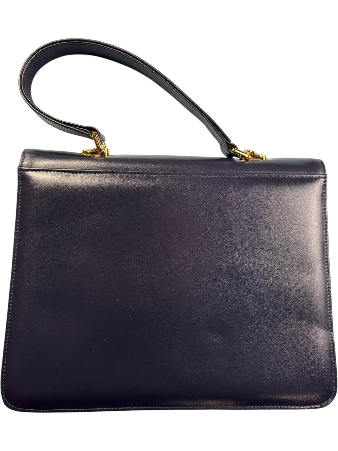 Ackery Navy Leather Handbag - Think Vintage ltd