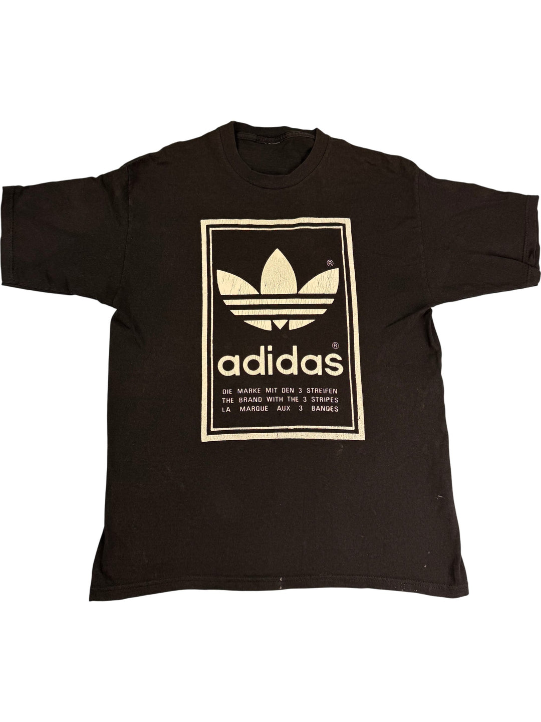 Adidas Black Logo & Reverse T-Shirt - XL - Think Vintage