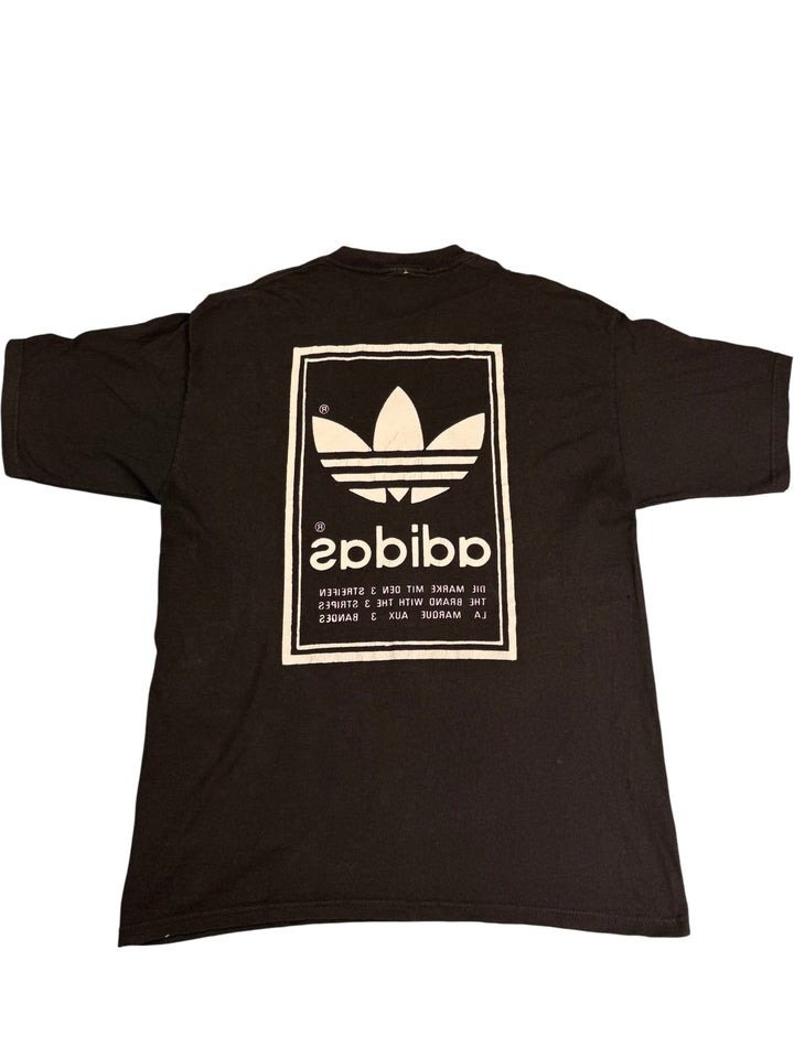 Adidas Black Logo & Reverse T-Shirt - XL - Think Vintage