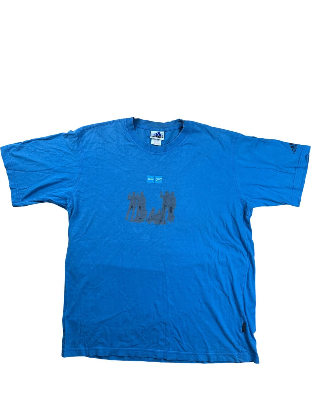 Adidas Blue Graphic T-Shirt - M/L - Think Vintage ltd
