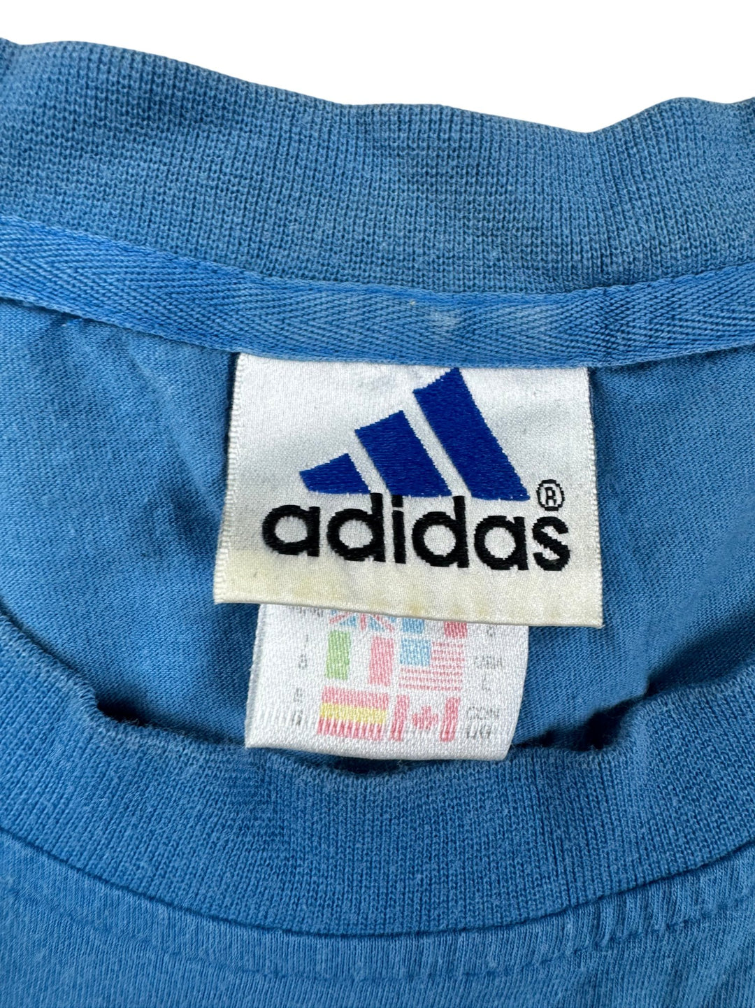Adidas Blue Graphic T-Shirt - M/L - Think Vintage ltd