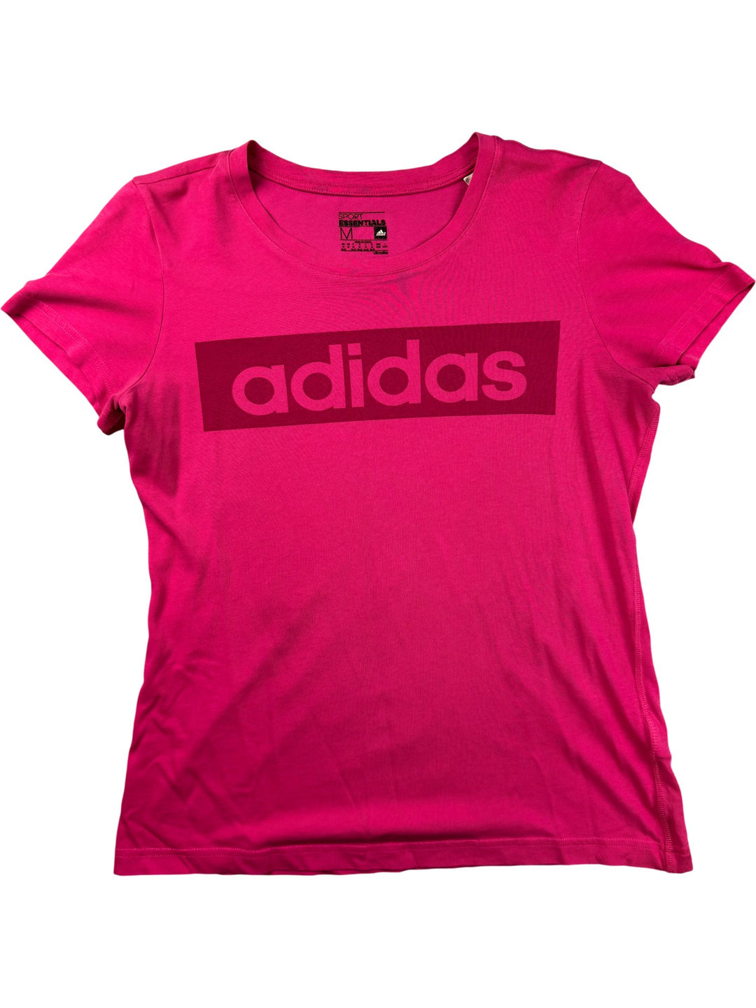 Adidas Pink Logo T-Shirt - S/M - Think Vintage ltd