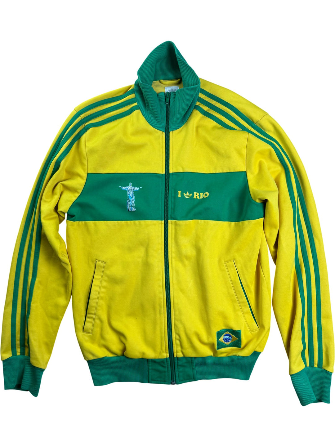 Adidas Yellow Green Track Jacket - M - Think Vintage ltd