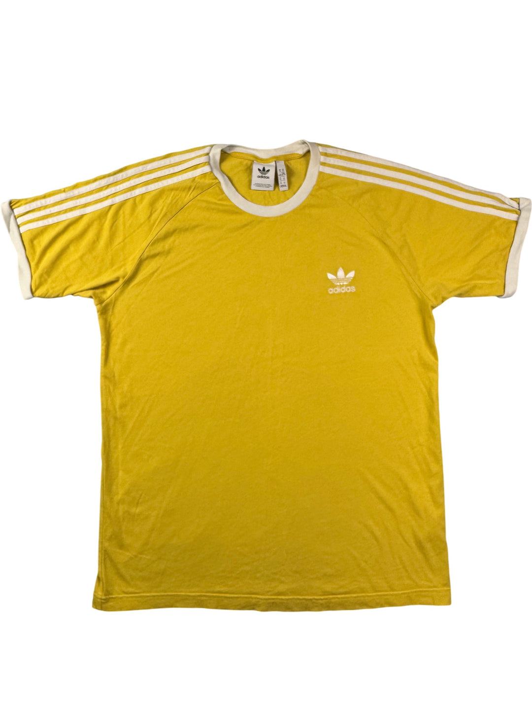 Adidas Yellow Trefoil T-Shirt - XL - Think Vintage Online Ltd