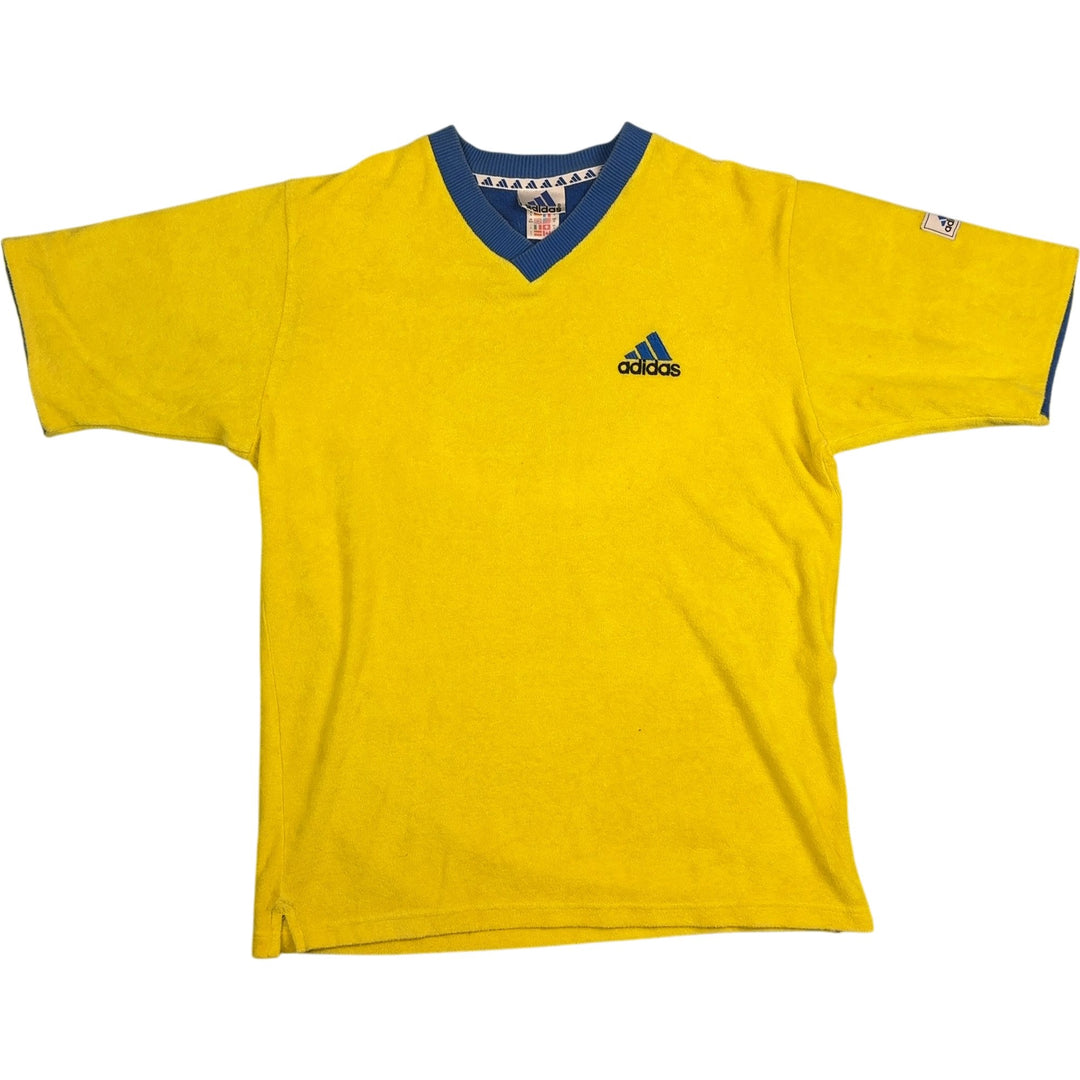 Adidas Yellow V-Neck T-Shirt - XL - Think Vintage