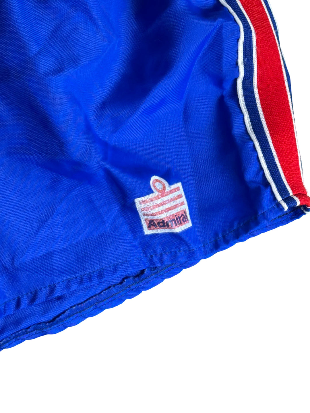1970s Admiral Blue Athletic Shorts with Red Stripes - XS - Think Vintage