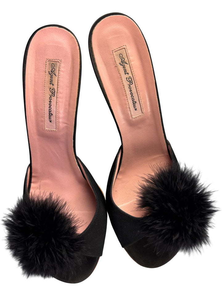 Agent Provocateur Pom Pom Black Heels - 7 - Think Vintage ltd