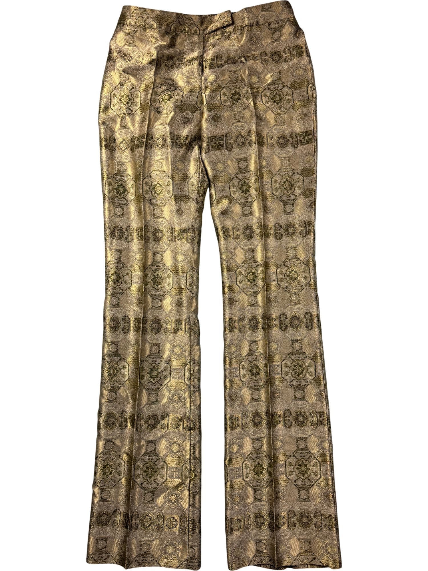 Alexander McQueen Gold Patterned Trousers - W31 - Think Vintage ltd
