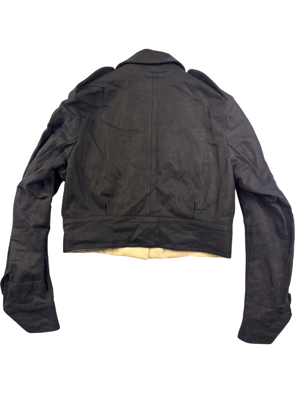 All Saints Black Wool Cropped Jacket - S - Think Vintage Online Ltd