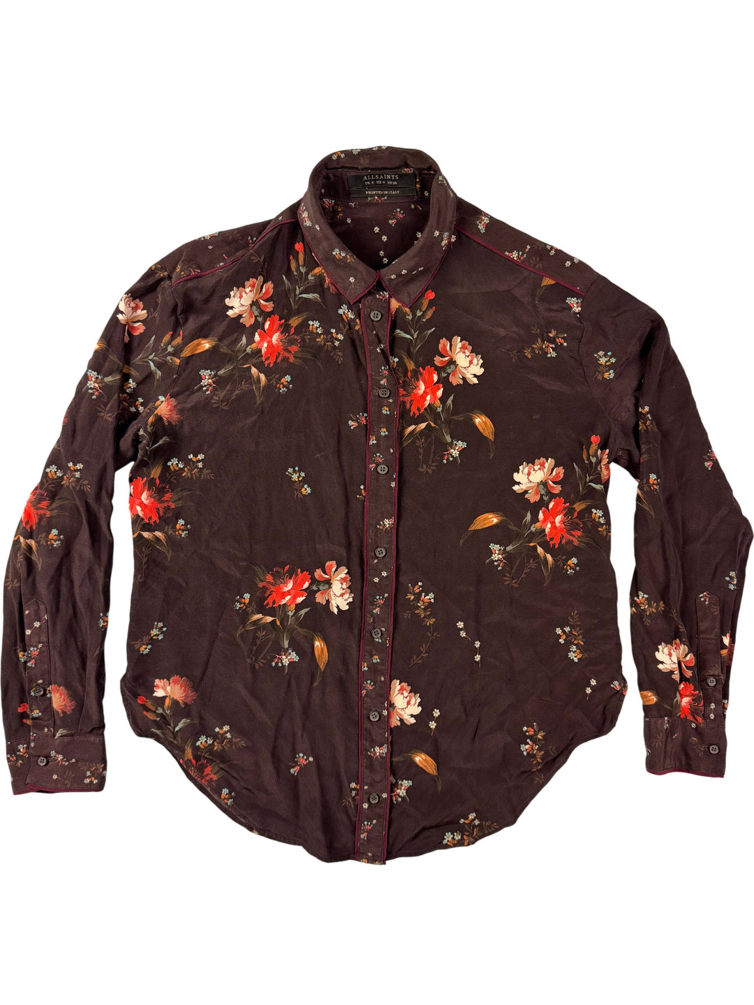 All Saints Floral Long Sleeve Shirt - S - Think Vintage