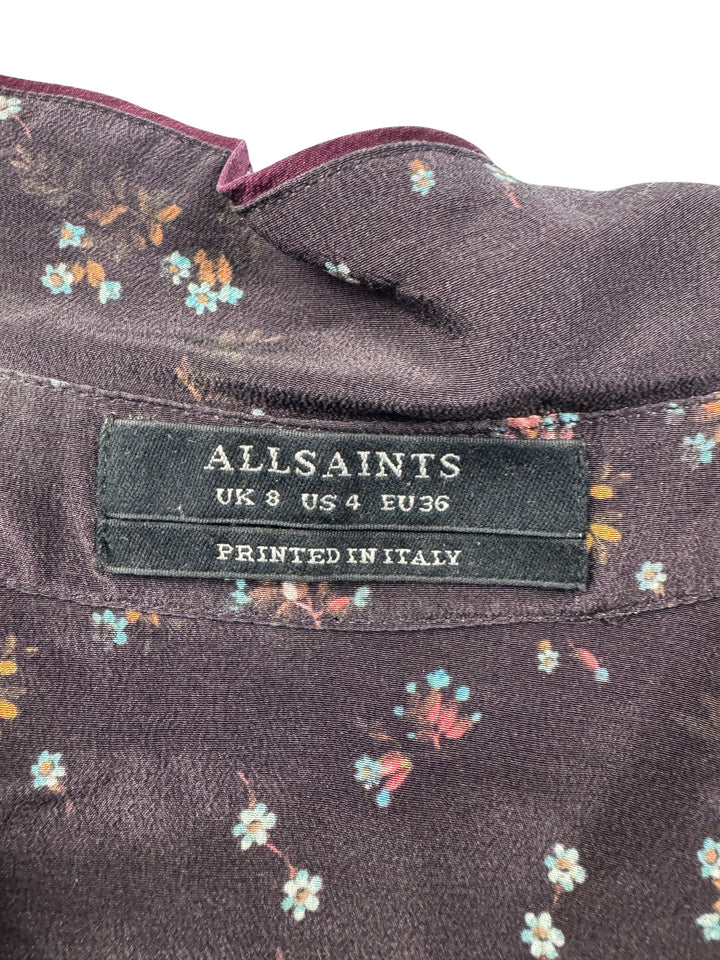 All Saints Floral Long Sleeve Shirt - S - Think Vintage ltd