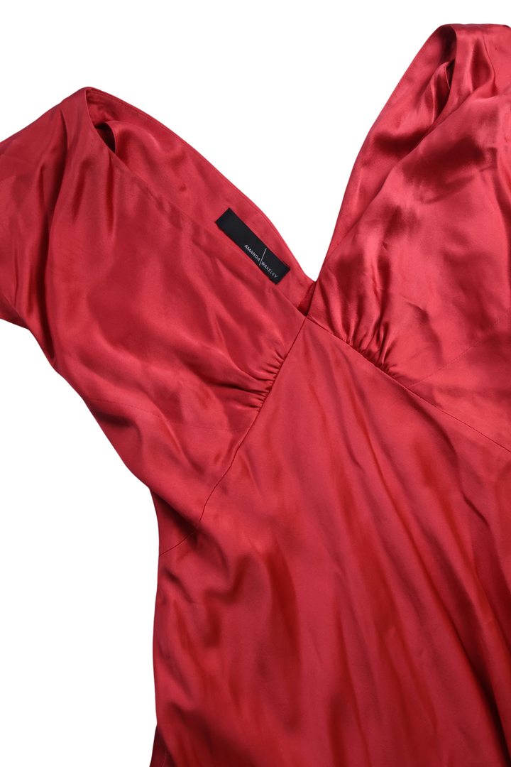 Amanada Wakeley Satin Red Dress - S - Think Vintage