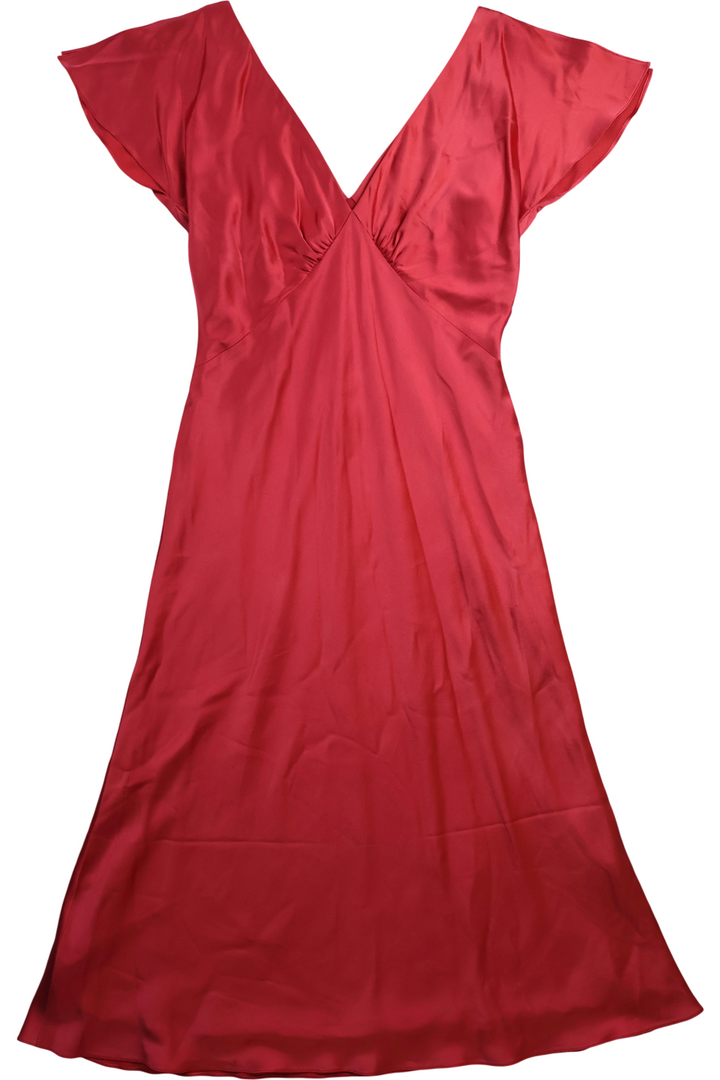Amanada Wakeley Satin Red Dress - S - Think Vintage Online Ltd