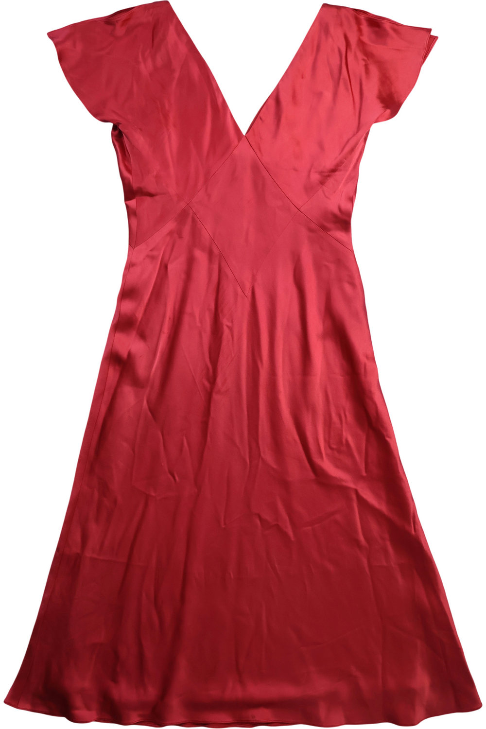 Amanada Wakeley Satin Red Dress - S - Think Vintage Online Ltd