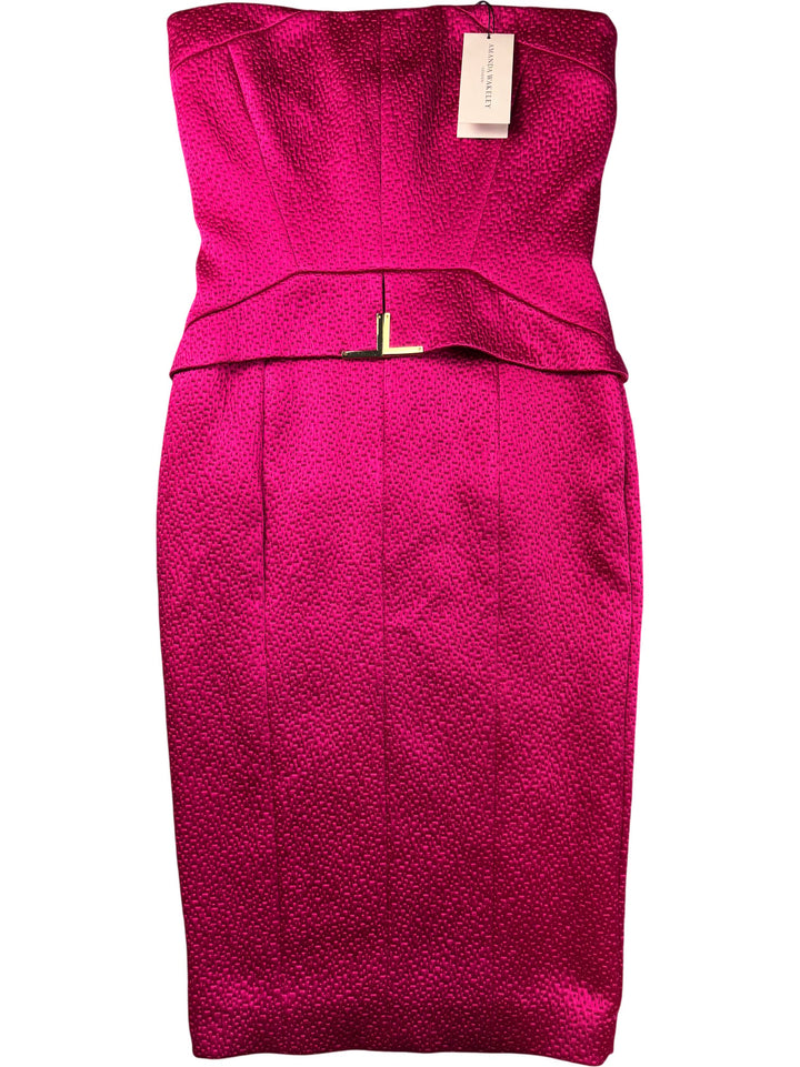 Amanda Wakeley Strapless Fuchsia Midi Dress - M - Think Vintage ltd