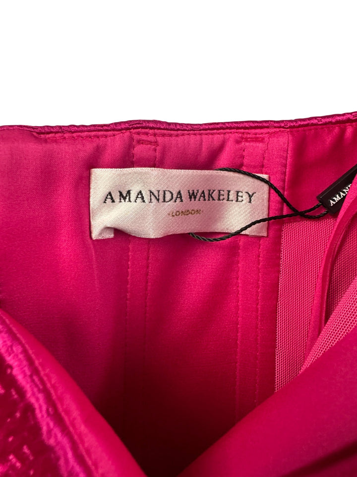 Amanda Wakeley Strapless Fuchsia Midi Dress - M - Think Vintage ltd