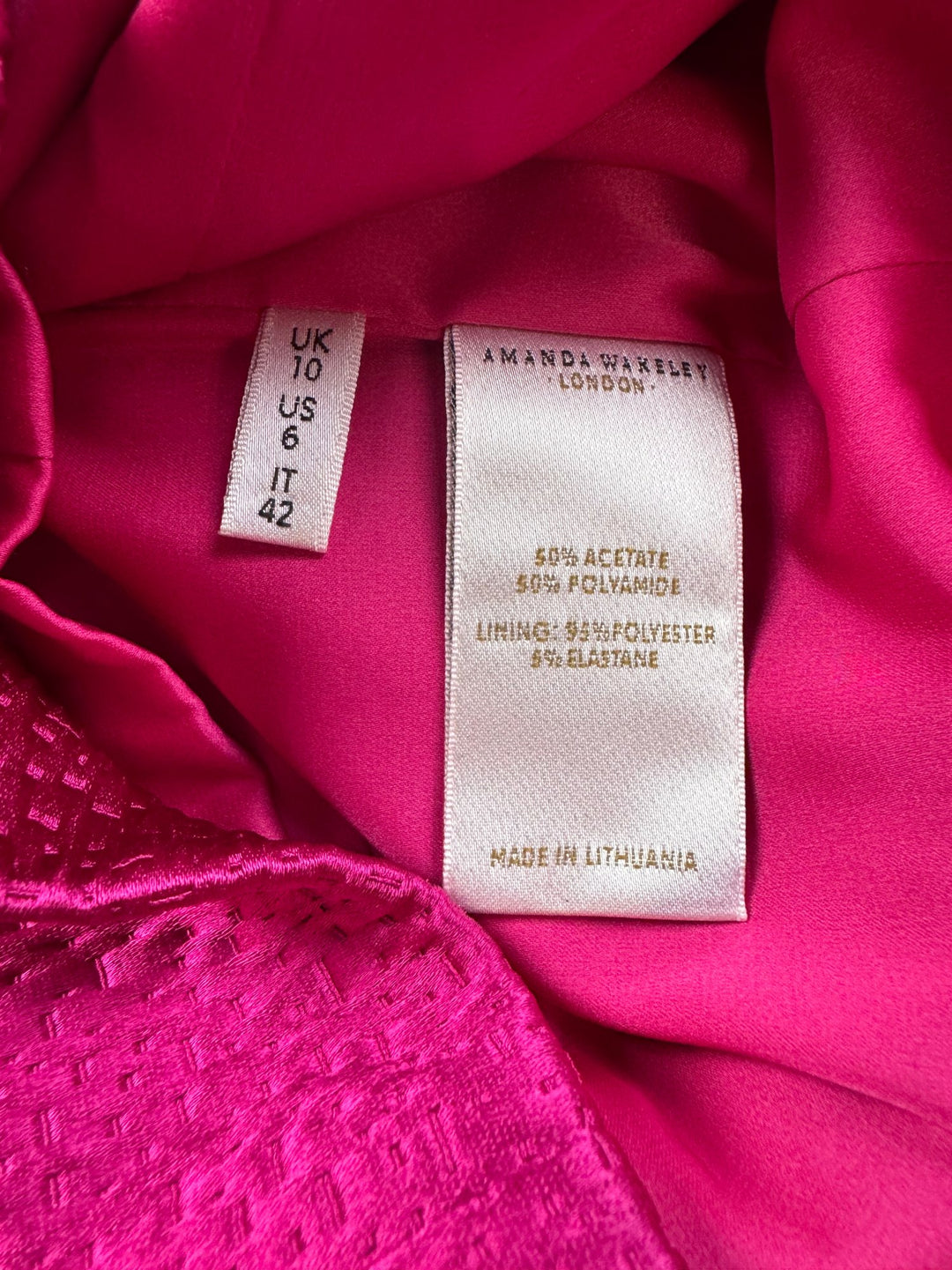 Amanda Wakeley Strapless Fuchsia Midi Dress - M - Think Vintage ltd