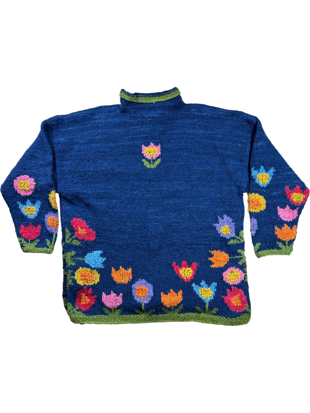 Amano Floral Knit Wool Sweater - XL - Think Vintage ltd