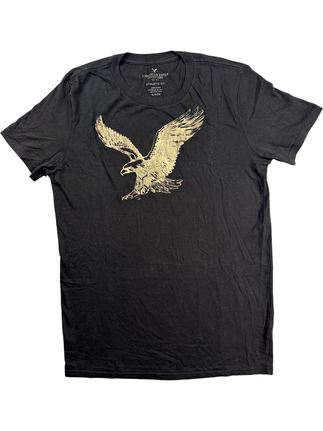 American Eagle Black Graphic T-Shirt - S - Think Vintage ltd