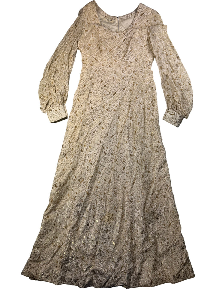 Anica Ferreira Embroidered Evening Gown - S - Think Vintage ltd