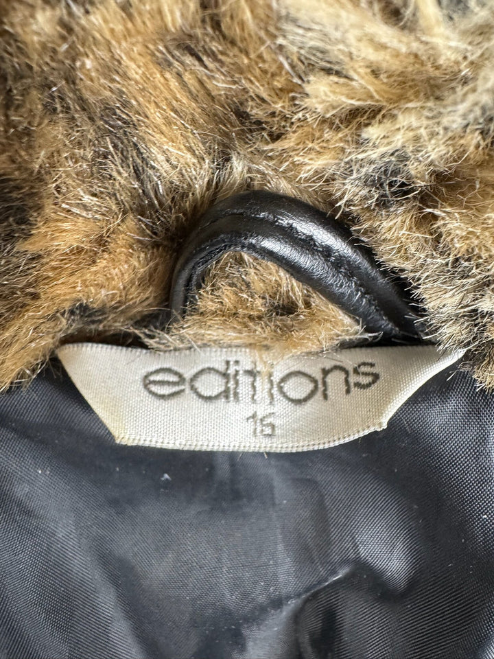 Animal Print Faux Fur Jacket - L