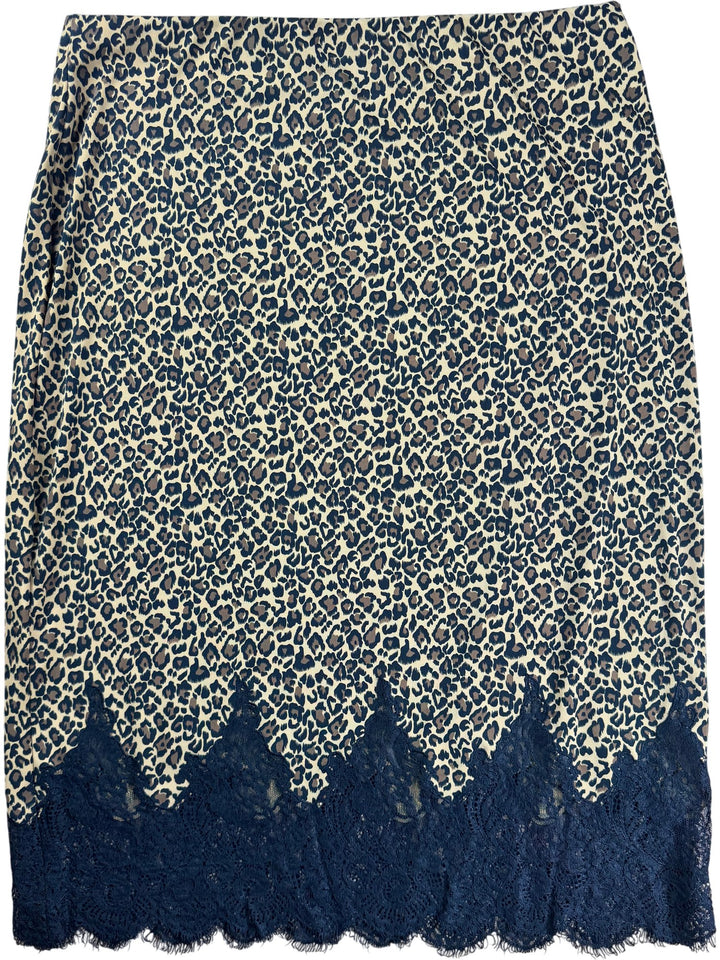 Anna Scholz Leopard Print Lace Trim Skirt - W40-48 - Think Vintage ltd