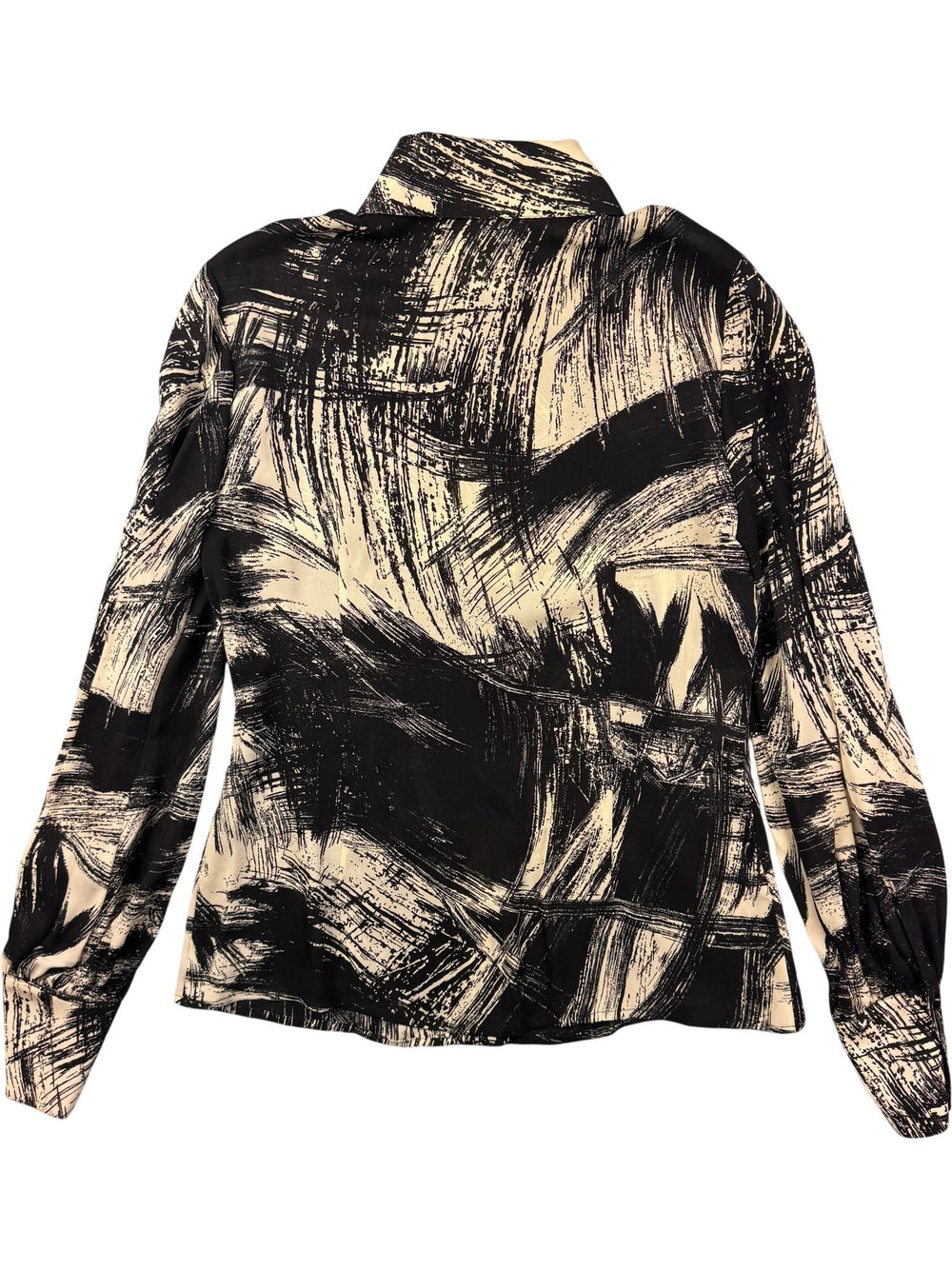 Anne Klein Black and White Silk Blouse - M - Think Vintage ltd