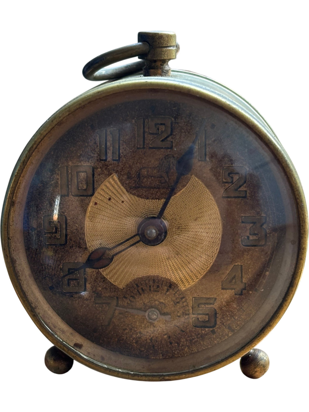 Antique Brass Alarm Clock - Think Vintage ltd