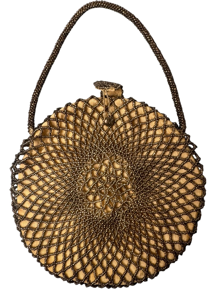 Antique Edwardian Beaded Circular Handbag - Think Vintage