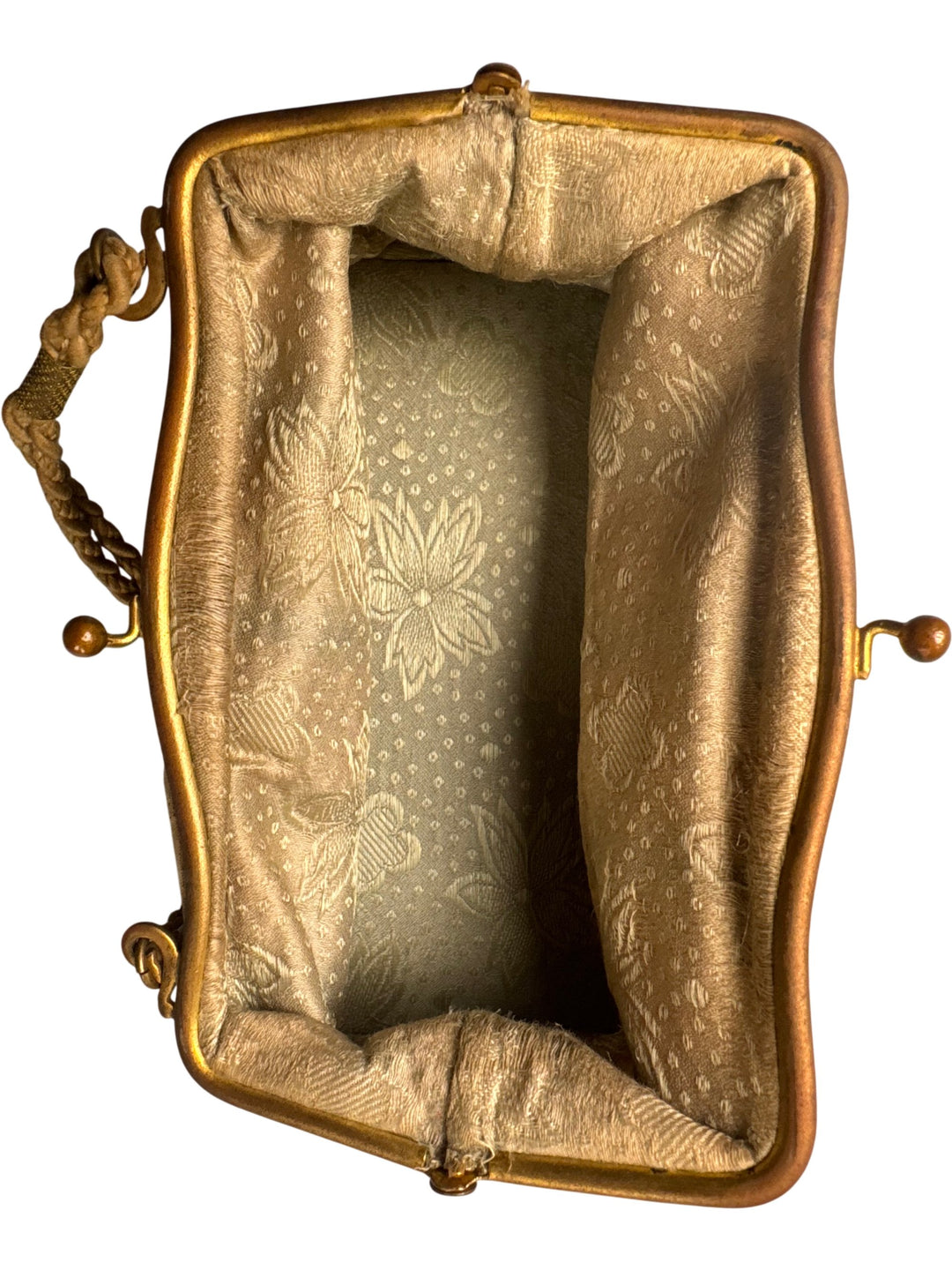 Antique Edwardian Floral Beige Silk Purse - Think Vintage