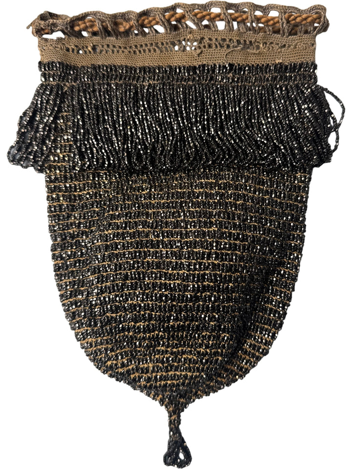 Antique Victorian Beaded Crochet Drawstring Purse - Think Vintage