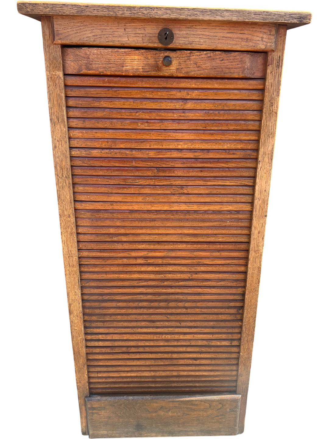 Antique Wooden Tambour Front Cabinet - Think Vintage