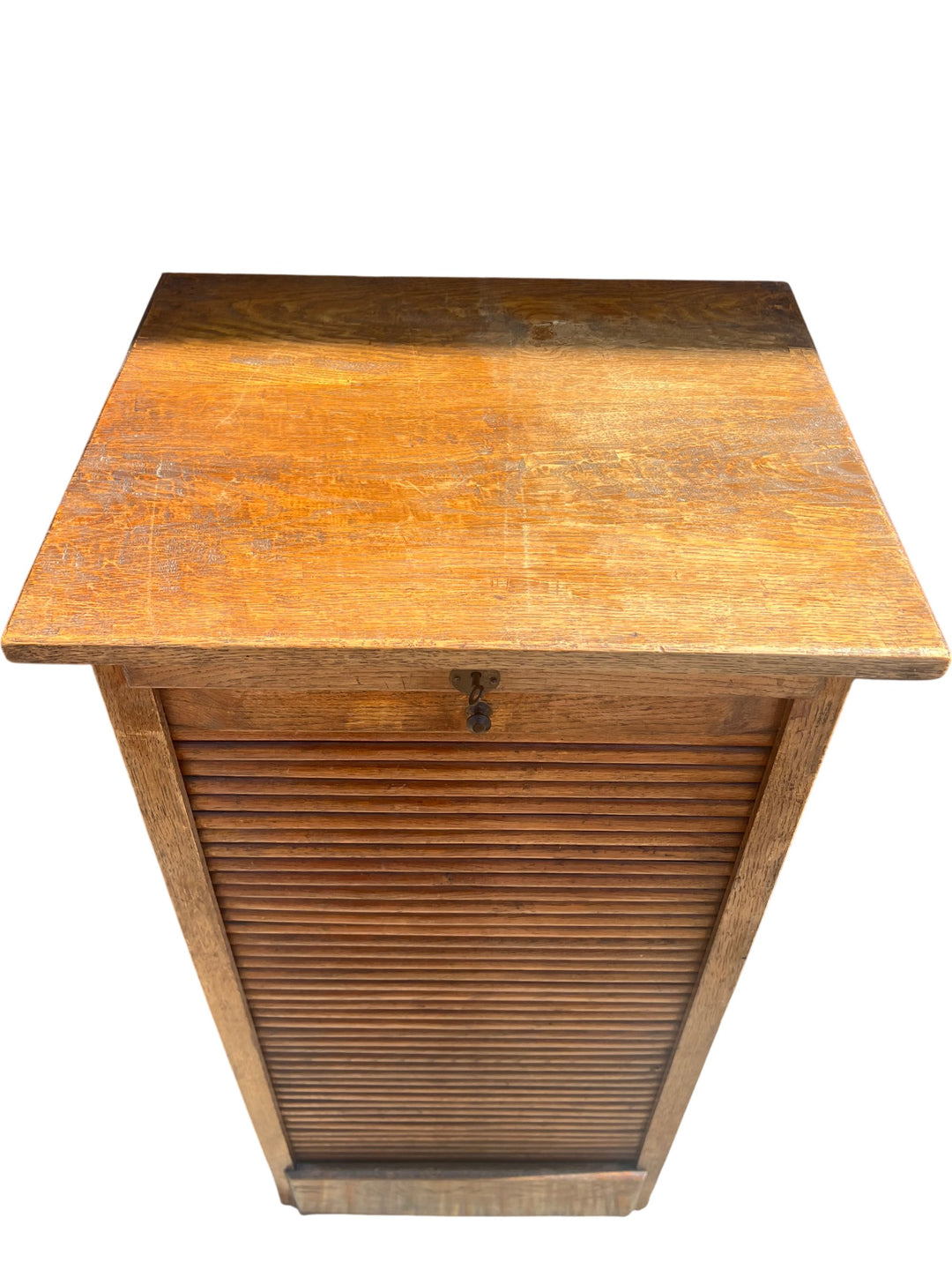 Antique Wooden Tambour Front Cabinet - Think Vintage