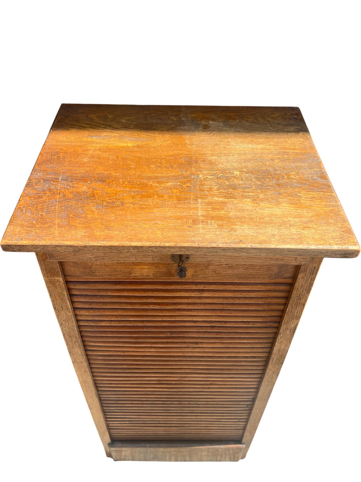 Antique Wooden Tambour Front Cabinet - Think Vintage