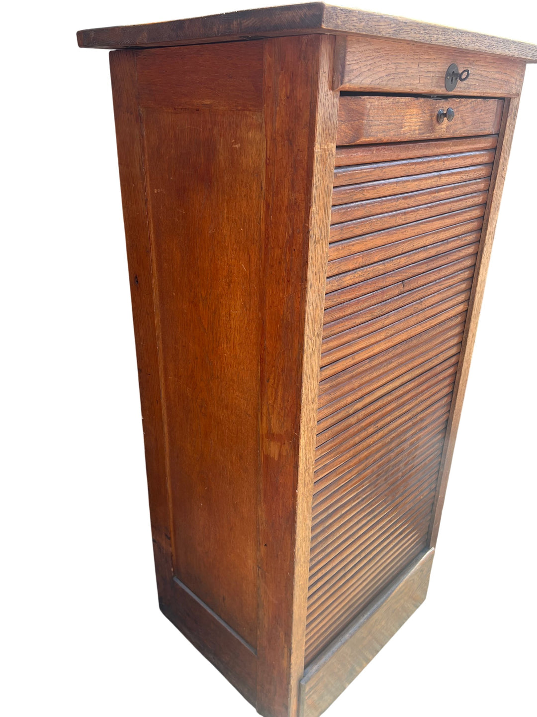 Antique Wooden Tambour Front Cabinet - Think Vintage
