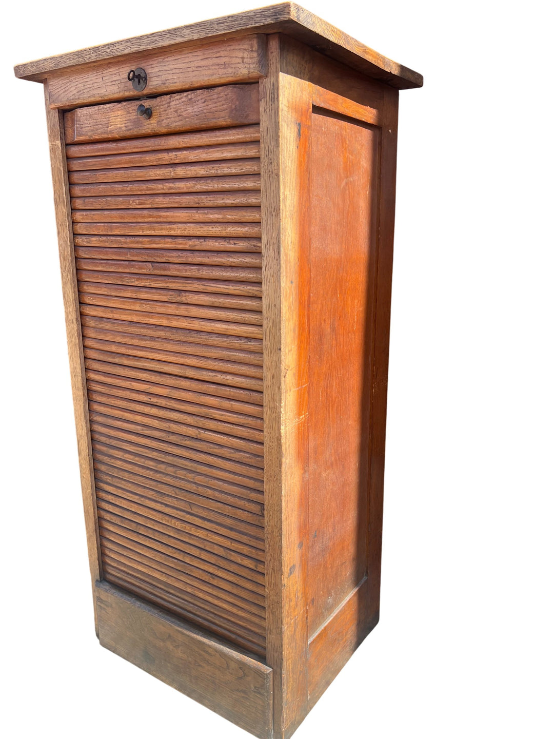 Antique Wooden Tambour Front Cabinet - Think Vintage