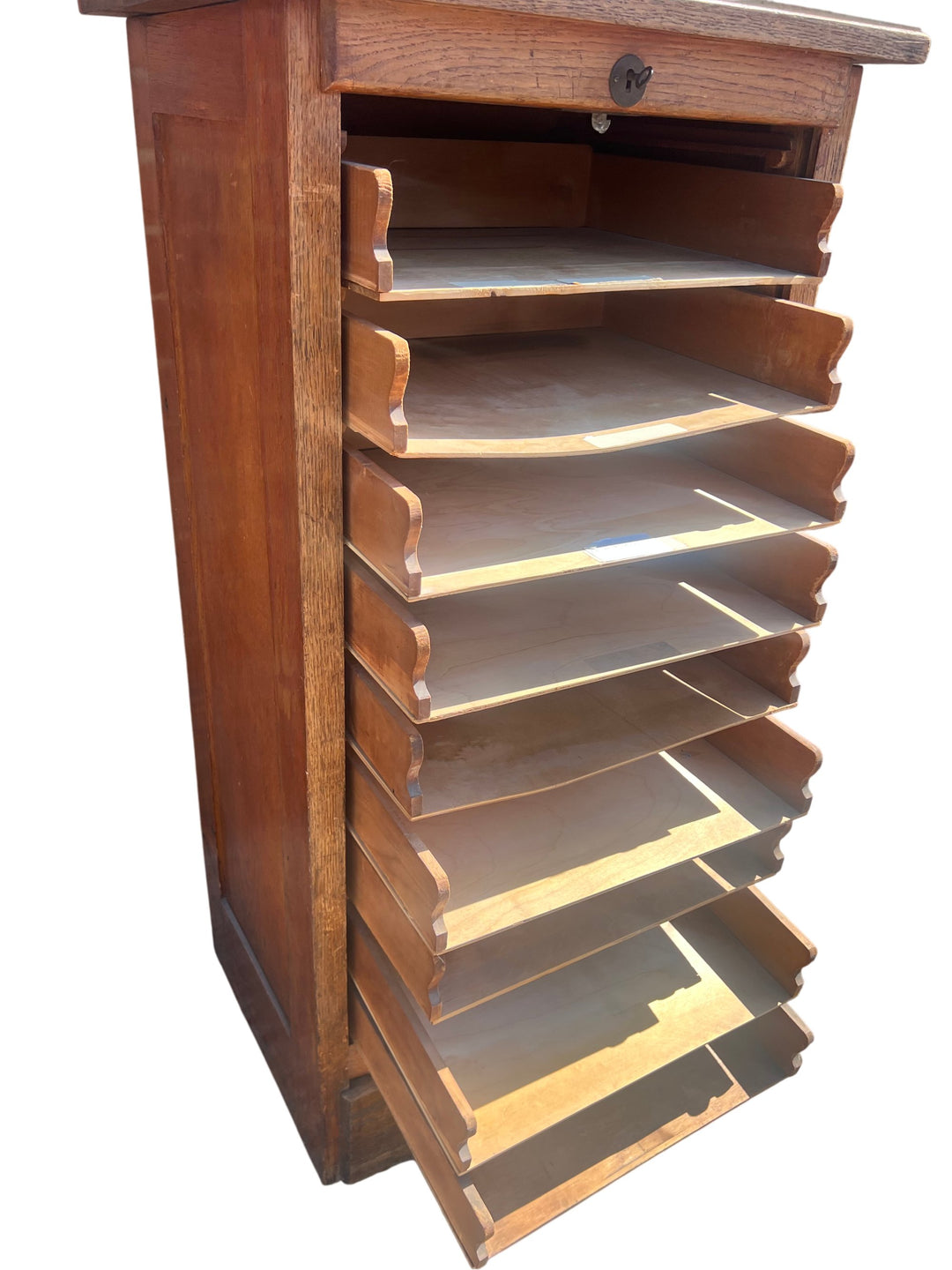 Antique Wooden Tambour Front Cabinet - Think Vintage