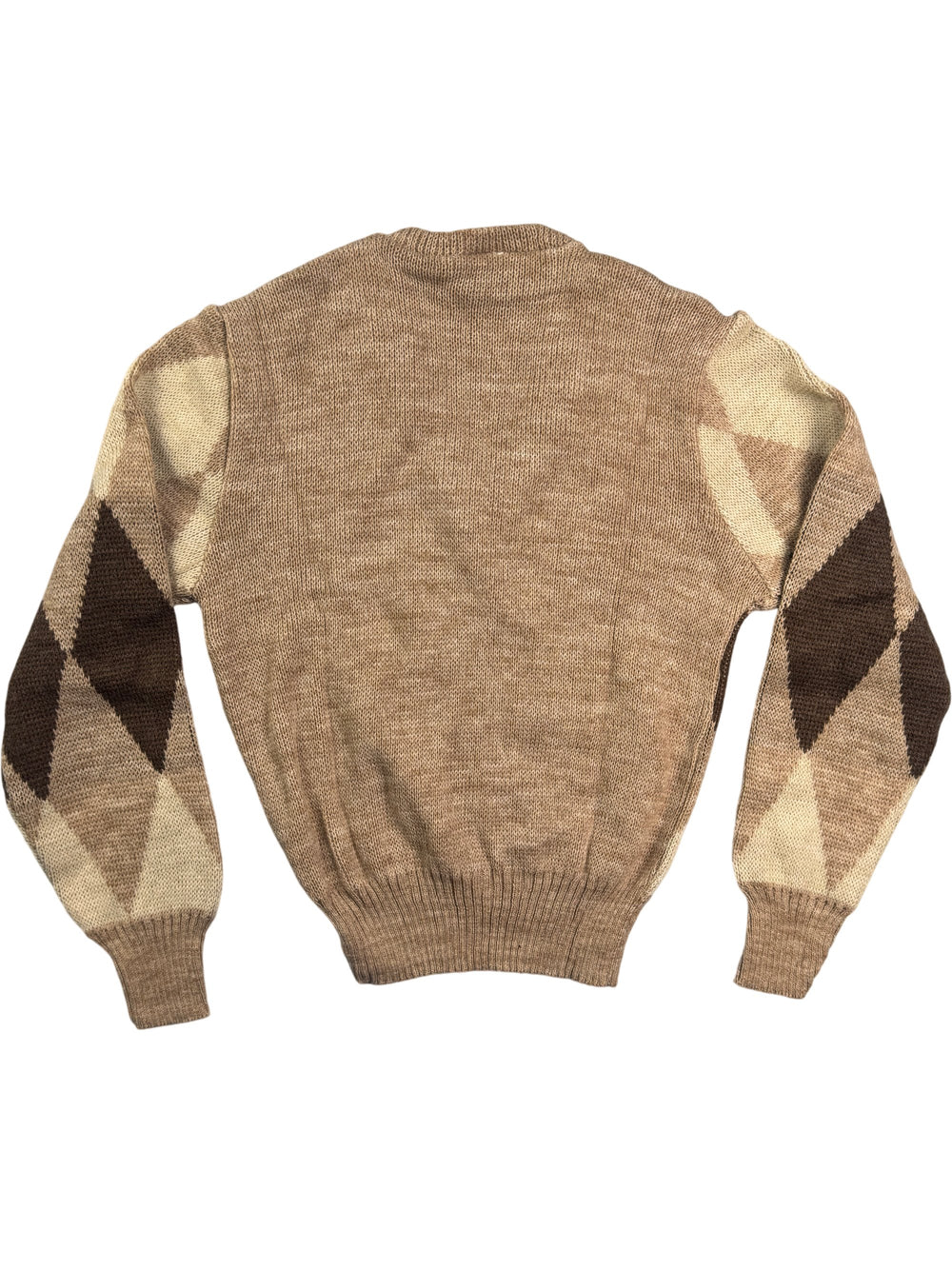 Argyle Patterned V-Neck Sweater - S - Think Vintage Online Ltd