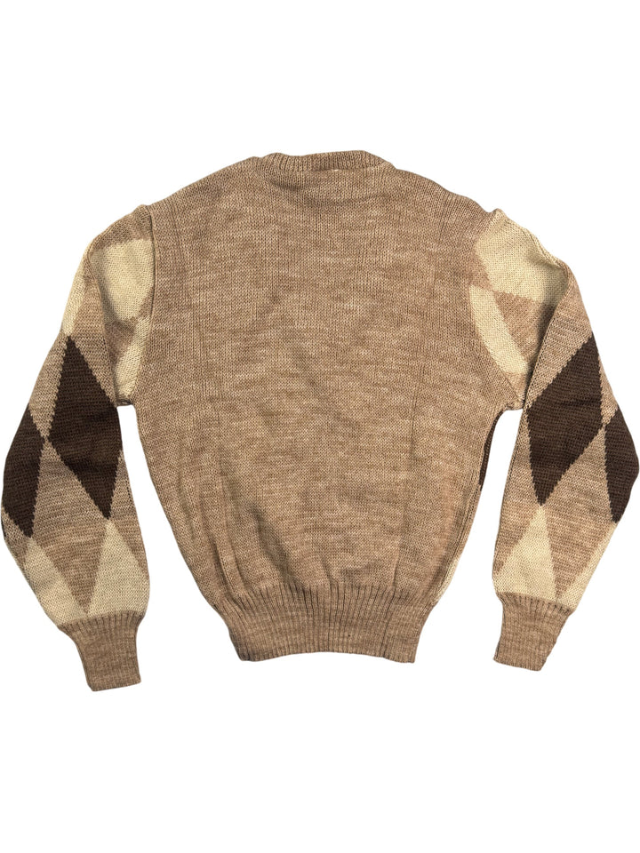 Argyle Patterned V-Neck Sweater - S - Think Vintage ltd