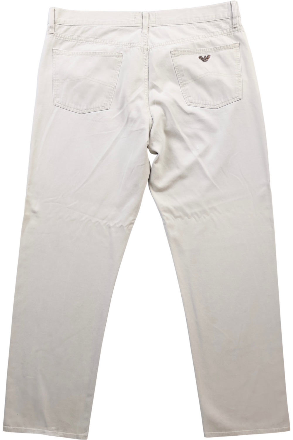 Armani Beige Straight Leg Jeans - W40 L33 - Think Vintage ltd