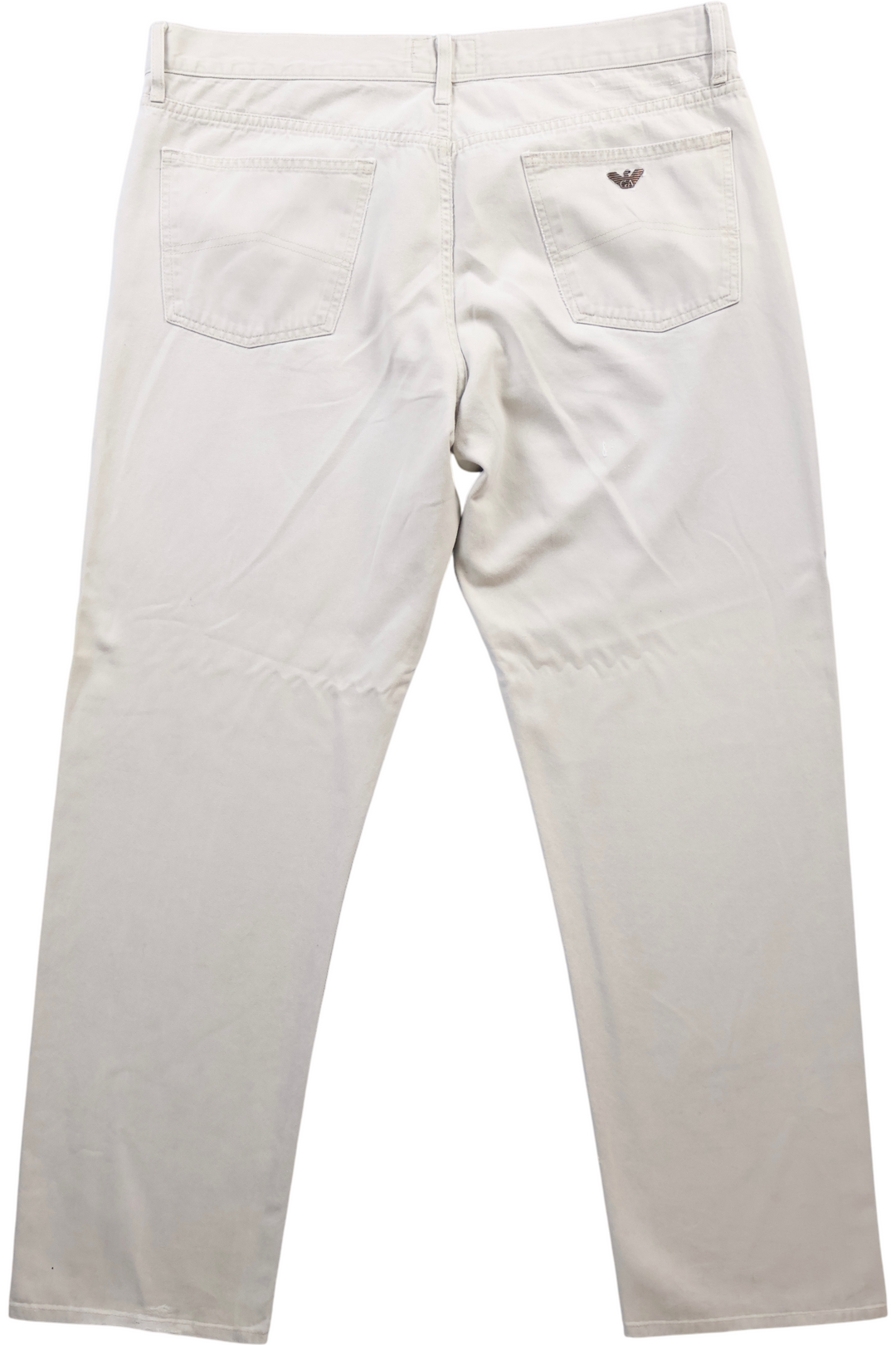 Armani Beige Straight Leg Jeans - W40 L33 - Think Vintage ltd